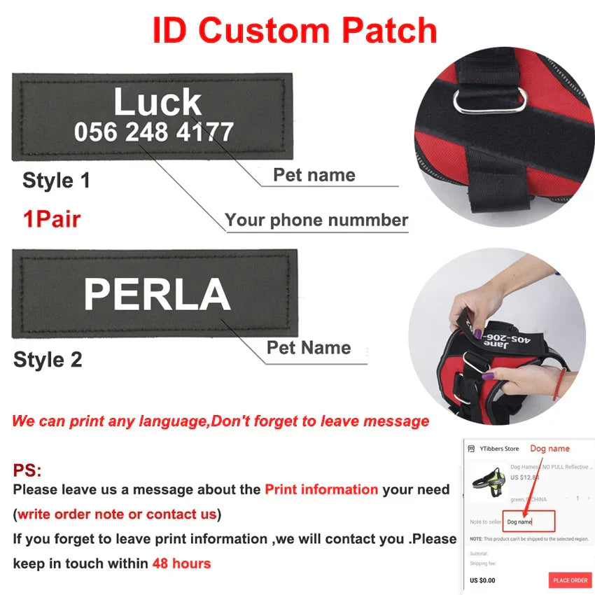 Personalized Black Dog Harness