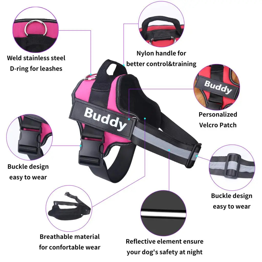 Personalized Black Dog Harness