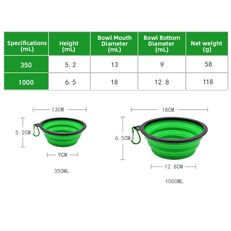 350ML/1000ML Portable Pet Bowl