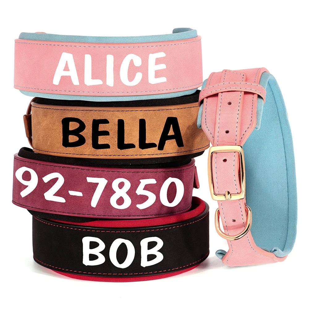 Personalized Rose Leather Collar